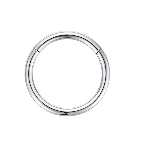 Nose Rings 14 Gauge Nose Ring Hoop Earrings Silver Nose Hoop 14g Cartilage Earring Septum Ring Septum Clicker Lip Rings Helix Earring Rook Earrings Nose Piercing 9mm Septum Jewelry Surgical Steel 2pcs by ORANGELOVE - Used condition - Image 6