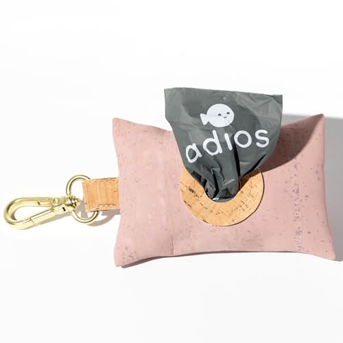 Adios Plastic - Dispenser per sacchetti igienici per cani in sughero rosa fatto a mano – Porta sacchetti per rifiuti di cane ecologico, senza plastica, realizzato al 100% in sughero sostenibile