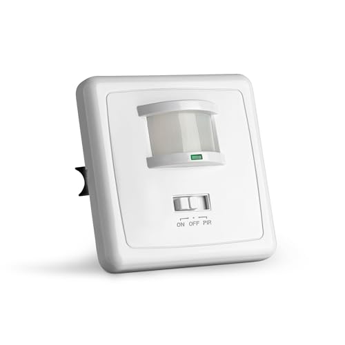 SEBSON Détecteur de Mouvement Intérieur - Montage Mural Encastré, LED adapté, Programmable - Capteur Infrarouge Portée 9m/160°, Boîte Encastrée 60mm