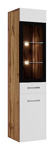 Badplaats B.V. Columna de baño Rio 30 x 30 x 131 cm - Roble con Blanco - Mueble Columna Colgante con 2 Puertas