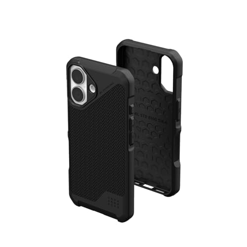 URBAN ARMOR GEAR UAG Designed for iPhone 16 Case Metropolis LT - Compatible with MagSafe Charging Rugged Shockproof Anti-Slip Military Grade Protective Cover, Kevlar Black