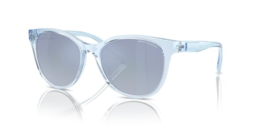 Armani Exchange A|X AX4144SU Universal Fit Sunglasses, Shiny Transparent Blue/Gradient Blue Mirrored White, 54 mm2
