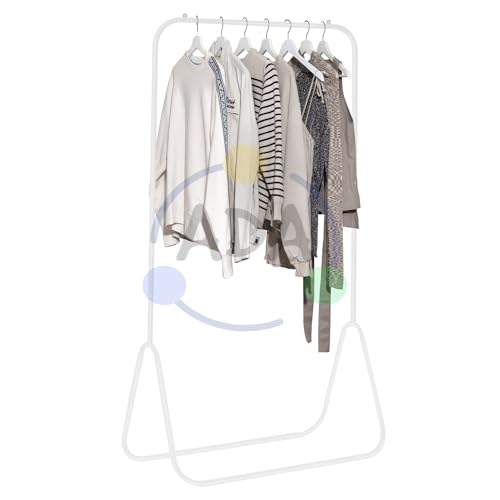 Image of ADA Heavy Duty Metal Clothes Rail, Multipurpose Coat Hanger Stand with Top Rod, Garment Rack for Bedroom, Laundry, Livingroom, Hallway - White (80.5 x 43.4 x 151cm)