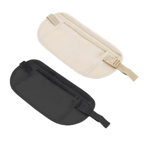 2 Pièces Ceinture Cache Billets, Utralégère Pochette Secrète Sac Banane Plat Ceinture d'argent...