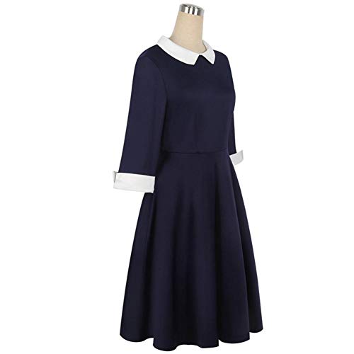 Globalqi Vestido de Mujer Collar de muñeca de Manga 7 Puntos El tamaño Falda Grande de Swing