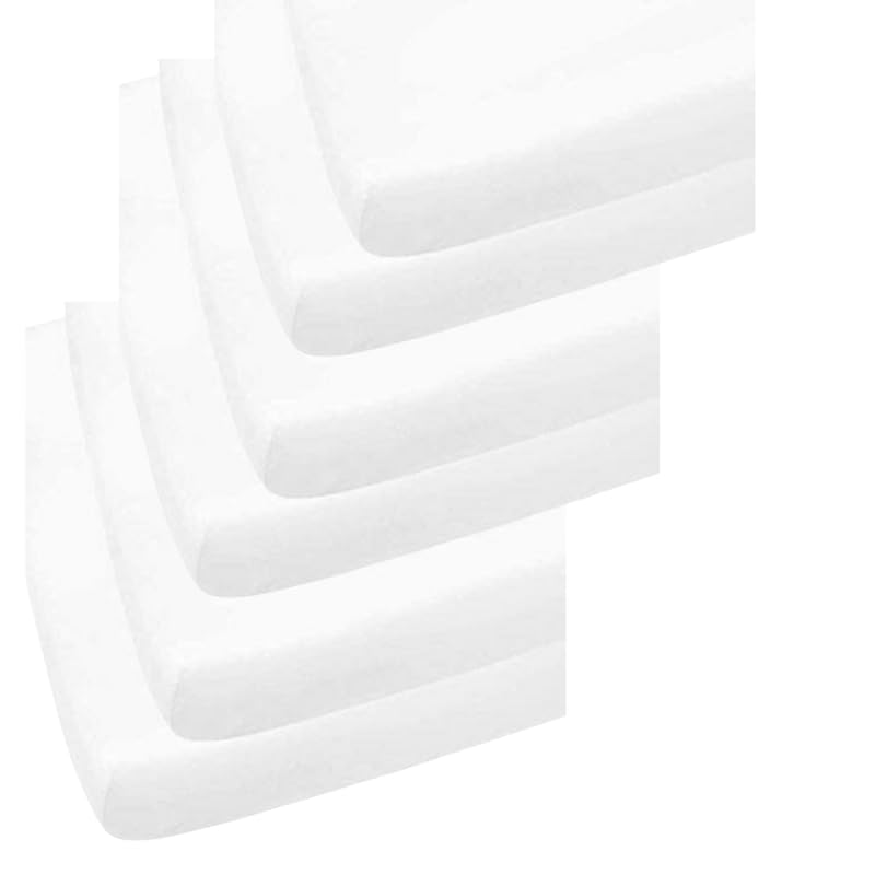 6 x Cot Bed Fitted Sheets, 70 x 140 cm Easy Care Fine Quality Breathable Polycotton Cot Sheet (White-70 x 140cm) — image 1