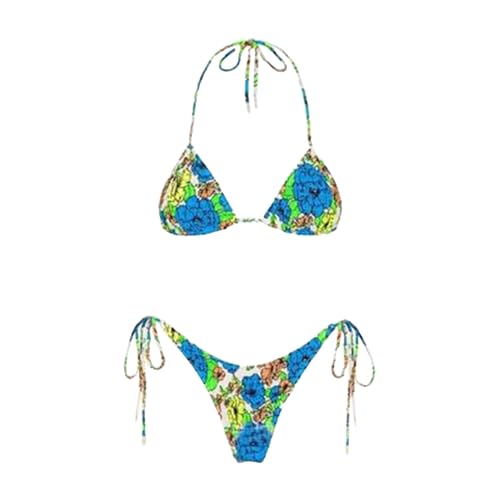 YNnkian Bikini Set Sexy Bikini Brazilian Style Niedriger Taille String Triangel Bikini Damen Bikini Set Triangel Breites Unterbrustband Gerippte Zweiteiliger Badeanzug