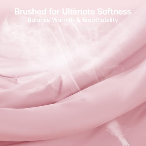 Image of MUXHOMO Pink Oversized King Comforter Sets, All Season Ultra Soft Down Alternative Bedding - 3 Piece Lightweight Bed Set Includes 1 Comforter (120 inchx98 inch) and 2 Pillow Shams (20 inchx36 inch)