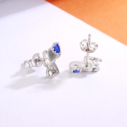 925 Sterling Silver Elephant Earrings Stud Birthstone Hypoallergenic Cute Animal Earrings Jewelry Gift for Women4