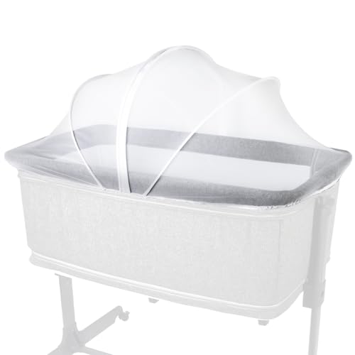 Image of BEBONO Bassinet Cover to Keep Cats Out, Mosquito Net Cover with 2-Way Zipper for Baby Crib, White