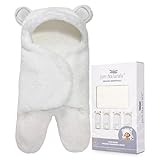 Jam Naturals- Baby Swaddle Blanket, Cute Bear Organic Receiving Swaddling Wrap, Gender Neutral Soft Newborn Baby Registry Gift (White 0-3m)
