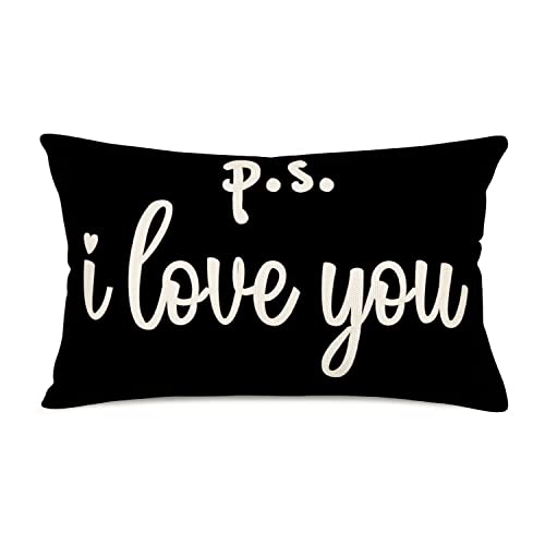 Fukeen P S I Love You Waist Lumbar Pillow Covers 12X20 Inch Black And White Rectangular Throw Pillow Cases Cotton Linen Cushion Cover For Sofa Couch Nice Birthday Gift Mother’s Day #TOP9
