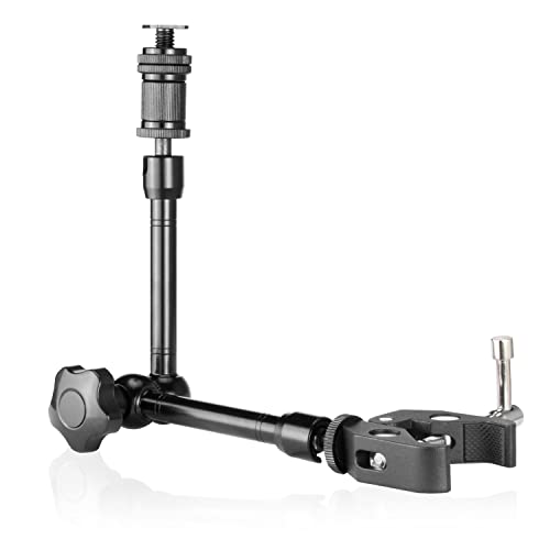 ZTOWOTO 10 Inch Magic Arm with Super Crab Clamp,Adjustable Kamera Halterung,Kamerahalterung with 1/4\-3/8\ Threaded，Gelenkarm for Monitor/Webcam/Light/Microphone