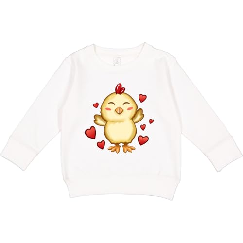inktastic Cute Chick with Hearts Toddler Sweatshirt 5-6 White 43cc9