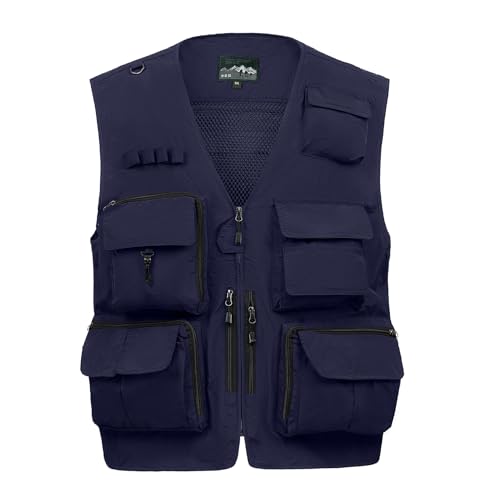 Image of AOTORR Mens Outdoor Work Safari Cargo Photo Travel Fishing Vests for Men with Multi-pockets