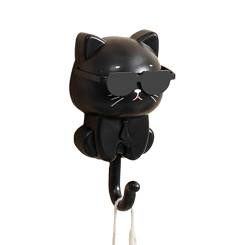 Wall Cat Key Organizer - Cute Kitten Wall Hooks, Pet-Themed Key Hanger | Adorable Cat Shaped Key Holder with Sunglasses, Multipurpose Cute Room Decor Coat Hook for Coats, Bags, Scarves, and Hats