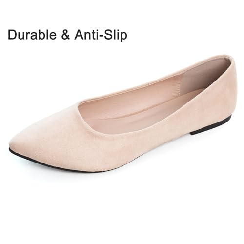 Image of Dear Time Women's Pointed Toe Ballet Flats Simple Casual Office Work Flats Slip-on Comfortable Shoes