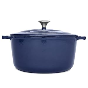 T-fal Cast Iron Enameled Dutch Oven 6 Quart Induction Oven Broiler Safe 500F Pots and Pans, Cookware Blue