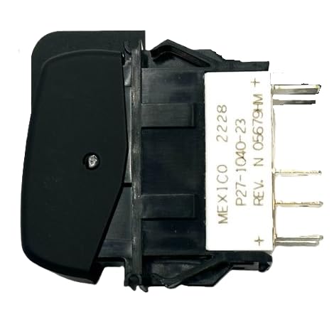Peterbilt OEM AUX Rocker Switch, Black, LED Illuminated, Panel Mount, P27-1040-23, 12V DC, for Commercial Trucks