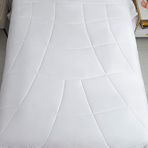 Perkily Bamboo Fiber Fabric Down Alternative Filling King Size Comforter All Seasons Good Air Permeability Healthy And Skin Friendly Organic Breathable Cool Lightweight Smooth Soft Milk White #TOP5