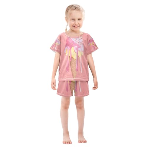 ALAZA Hipster Ice Cream 3D Pajamas Short Sleeve 2 Piece Sleepwear Top and Bottom Pajama Set Unisex3