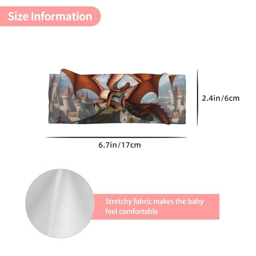 0-6 Months Baby Bow Hairband for Newborn, Infant, Toddler, Elastic Bow Headband, Mountaintop Dragon Decorative Headband3