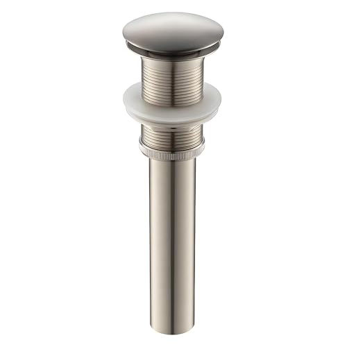 Yodel Faucet Vessel Sink Drain Without Overflow - Bathroom Sink Drain Stopper - Pop Up Drain All Metal - Big Cap Fit for Vessel or Undermount Sink,Brushed Nickel,YDPOP-1