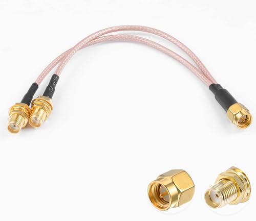 Vecys SMA Splitter Cable SMA Male to SMA Dual Female Connector Coaxial Cable 3 Way Splitter V-Type RG316 6"/15CM for Antenna Router Gateway Modem MiFi Mobile Hotspot