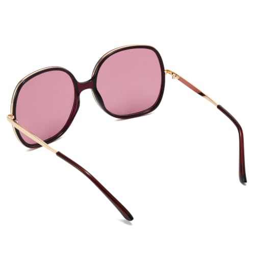 Image of Freckles Mark 70s Super Oversize Square Sunglasses for Women Vintage Rectangular Plastic Frame