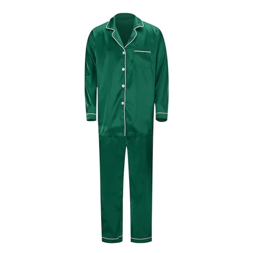 Matching Christmas Pajamas for Family Silk Satin Xmas Pjs Set 2026 Casual Button Down Sleepwear Comfy Loungewear3