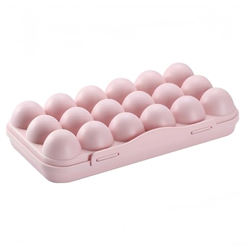 Caja de almacenamiento de huevos plegable de plástico con 18 compartimentos con función protectora para camping, picnic y actividades al aire libre (18 grid rosa)