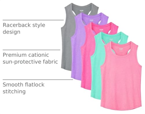 5 Pack Girls Tank Tops Dry-Fit Sleeveless Athletic Undershirts for Teen - image 4