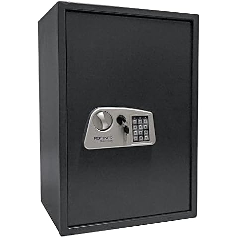 Rottner Jupiter 5 Furniture Safe Electronic Lock Mechanical Emergency Opening Anthracite 45 x 67 x 36 cm Removable Shelf Felt Insert Including Mounting Material Cover