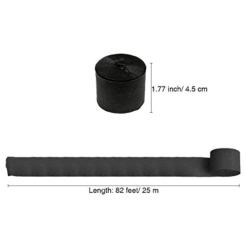 Image of 8 Rolls Black Crepe Paper Streamers, Wedding Birthday Baby Shower Halloween Party Decoration, Rainbow DIY Supplies, Graduation New Year Decor