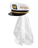 MGupzao Bride Captain Hat with Veil for Bachelorette Gifts for Bride, Nautical Bachelorette Sailor Hat for Bridal Shower Accessories, Wedding Decor