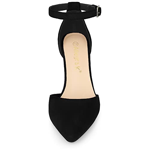 Allegra K Allegra K Women's Ankle Strap Pointed Toe Block Heels Black Pumps - 6 M US