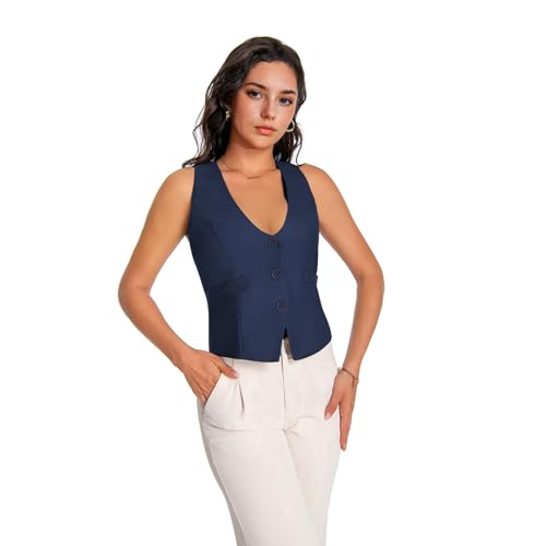 YUNCLOS Womens Versatile Racerback Vest Casual Vintage Steampunk Dressy Suit Waistcoat4