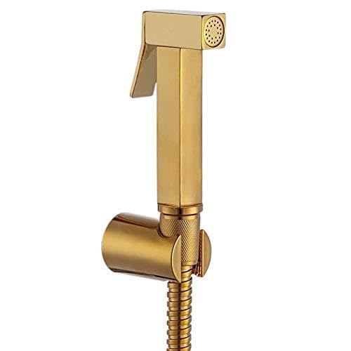Image of Brass Jet Spray for Toilet | Premium Health Faucet Set | Bathroom Bidet Spray with Stand & 1.2m Flexible Hose (Gold Glossy Finish)