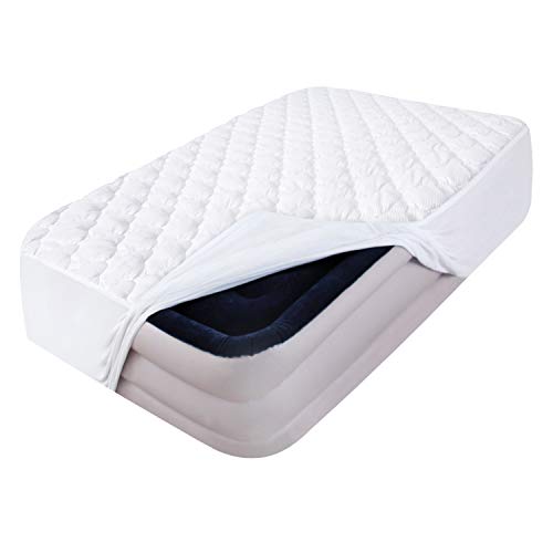 Twin Air Mattress Pad Sheets Cover, Thick Quilted Mattress Topper Protector, Soft Breathable and Noiseless Down Alternative Mattress Pad with Deep Pocket Fits Up to 16 inch Mattress