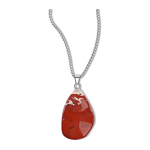GAVU Collar Unisex de Acero Inoxidable con Colgante Ola de Jaspe Rojo Cover