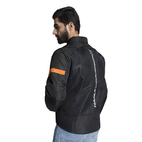 Image of HARLEY-DAVIDSON X UrbanX Edge Riding Jacket for Men | 100% Polyester with Breathable Mesh Lining | Protector Compartments for Elbow, Shoulder & Back | Comfortable & Stylish Motorcycle Jacket