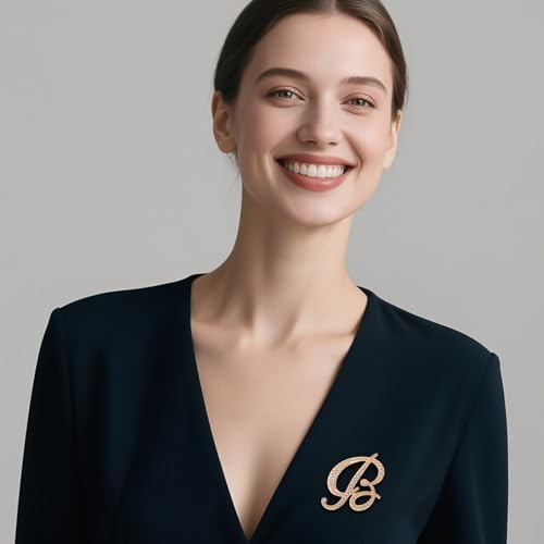 Image of Initial Letter Brooch Pin Pearl Letter Brooches Golden Pins Accessories Jewelry Birthday Chrisrmas Gift for Women