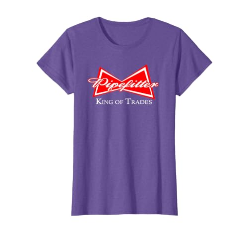 Funny Pipefitter Design King of Trades Steamfitter Plumber T-Shirt, Women, Purple Heather, Small