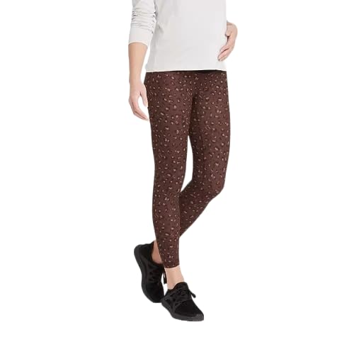 Ingrid & Isabel Isabel Maternity Fashion Active Maternity Leggings - (Large, Brown Leopard Print)