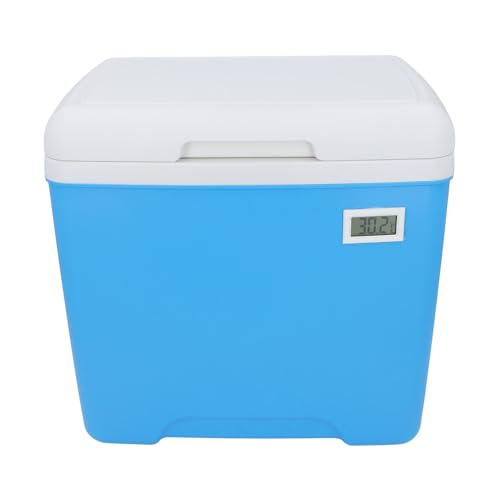 OVAQUIXI Caja Refrigeradora Dura con Pantalla de Temperatura/Cubierta de Gran Capacidad para Acampar, Barbacoa, Picnic, Caja Refrigeradora Portátil Aislada para Barbacoas y Picnics (Blanco Azul)