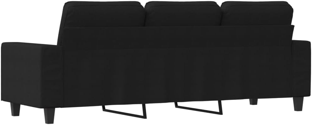 3-Seater Sofa Black Polyester Living Room Furniture