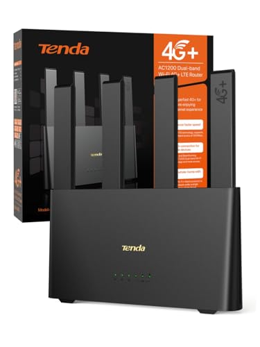 Tenda Routeur 4G08 Box 4G+ CAT6 300Mbps, AC1200 Double Bande, avec Carte SIM Nano Débloquée, 4 Antennes Externe,Port Gigabit LAN/WAN,OpenVPN, MU-MIMO,Mesh WiFi+,Plug...