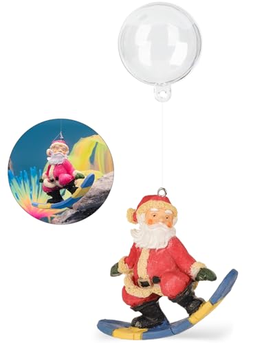 Uniclife Floating Santa Claus Fish Tank Decoration Resin Christmas Aquarium Ornament with Hollow Ball for Holiday Aquarium Dcor