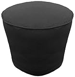 100% Cotton Round Decorative Throw Ottoman Piping Pouf Cover (20" W x12 H, Black) Cover ONLY, Not St