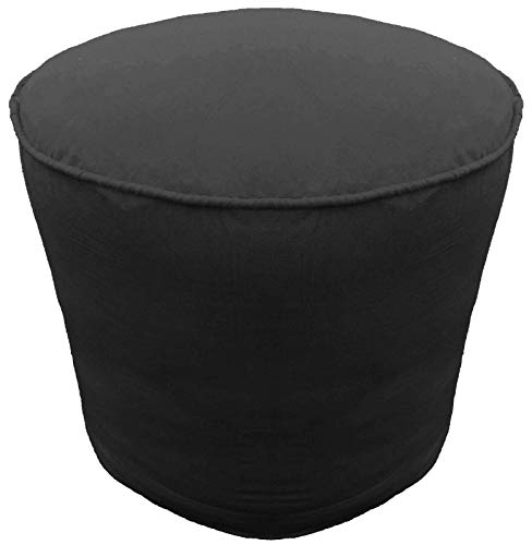 SAFFRON Cotton Round Cord Piping Footstool Large Pouf Cover (Black, 20